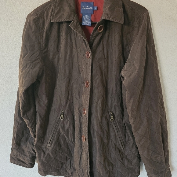 Faconnable Jacket Women XS Brown Quilted Elbow Patch Outerwear Long Sleeve - Picture 4 of 13